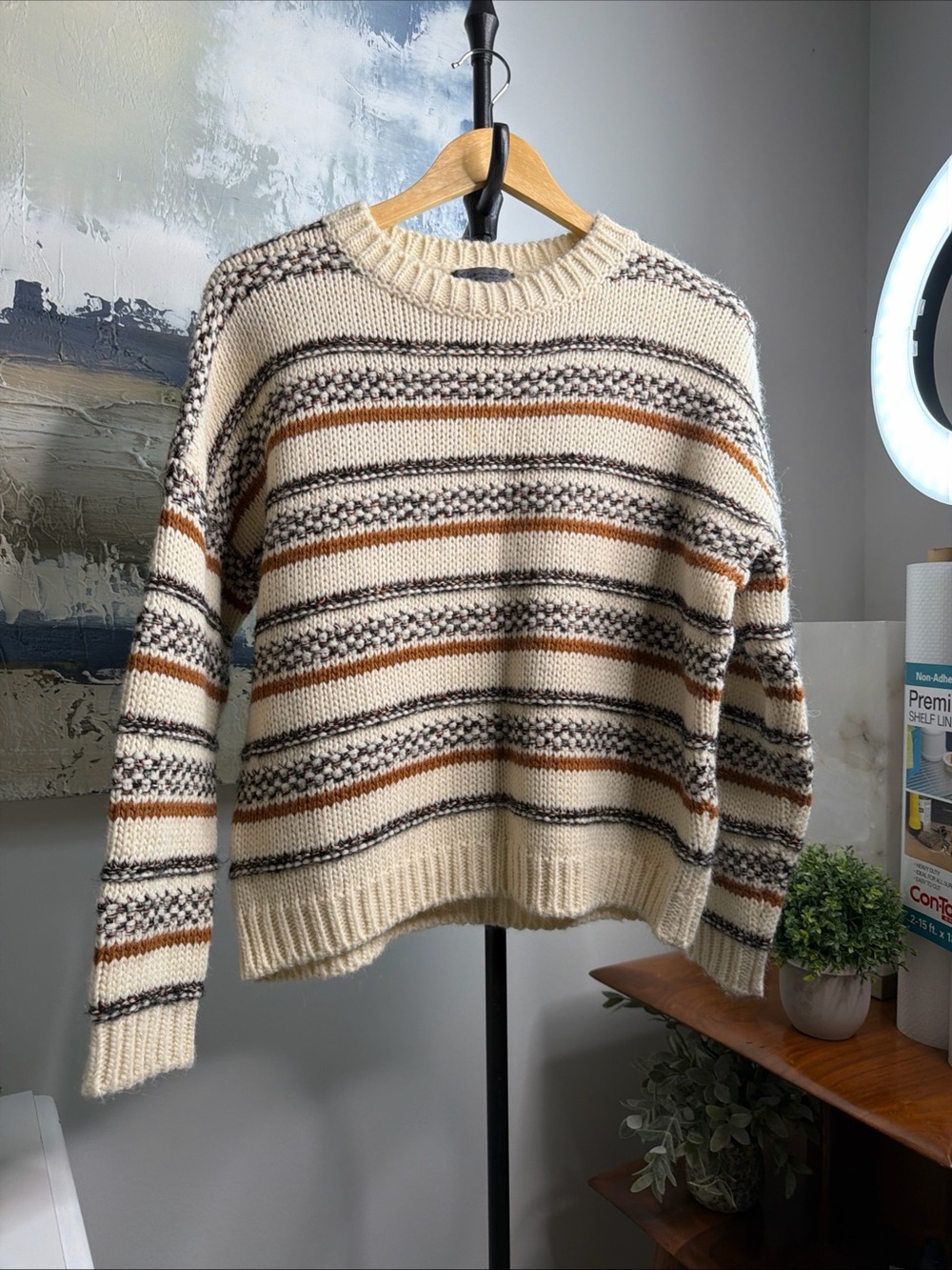 Anthropologie Elsamanda Made in Italy Wool Alpaca Mohair Blend Cream Sweater